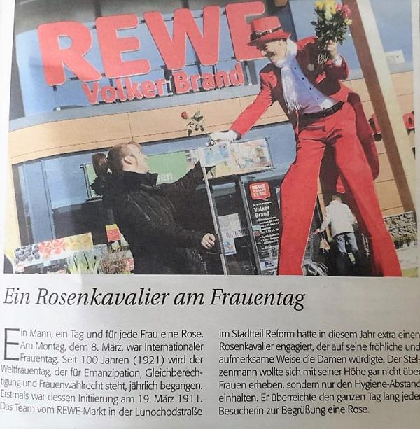 presseartikel Stelzenrosenkavalier REWE